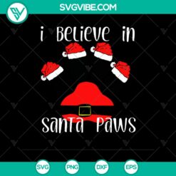 Santa Paws SVG cut files for instant download - perfect for Christmas crafts, with Santa hat and paw print design.