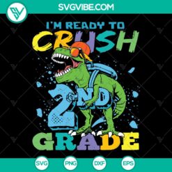 2nd Grade Dinosaur SVG Gift for 100th Day of School celebration. Instant download with cute dinosaur illustration. Perfect for kids' projects.
