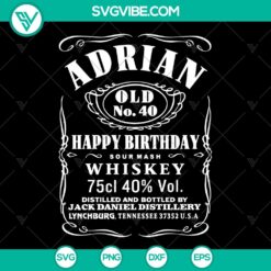 Personalizable Happy Birthday Whiskey Bottle Design SVG, Label Digital Cut Files for Silhouette Cricut, Instant Download Clipart in multiple formats.
