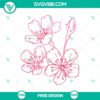 Cherry Blossom Flowers SVG Cut File with intricate floral design, ideal for crafting projects. Free download.
