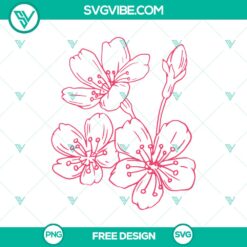 Cherry Blossom Flowers SVG Cut File with intricate floral design, ideal for crafting projects. Free download.