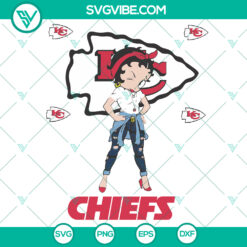 Kansas City Chiefs Betty Boop SVG featuring NFL girl logo. Download sports design for fans.