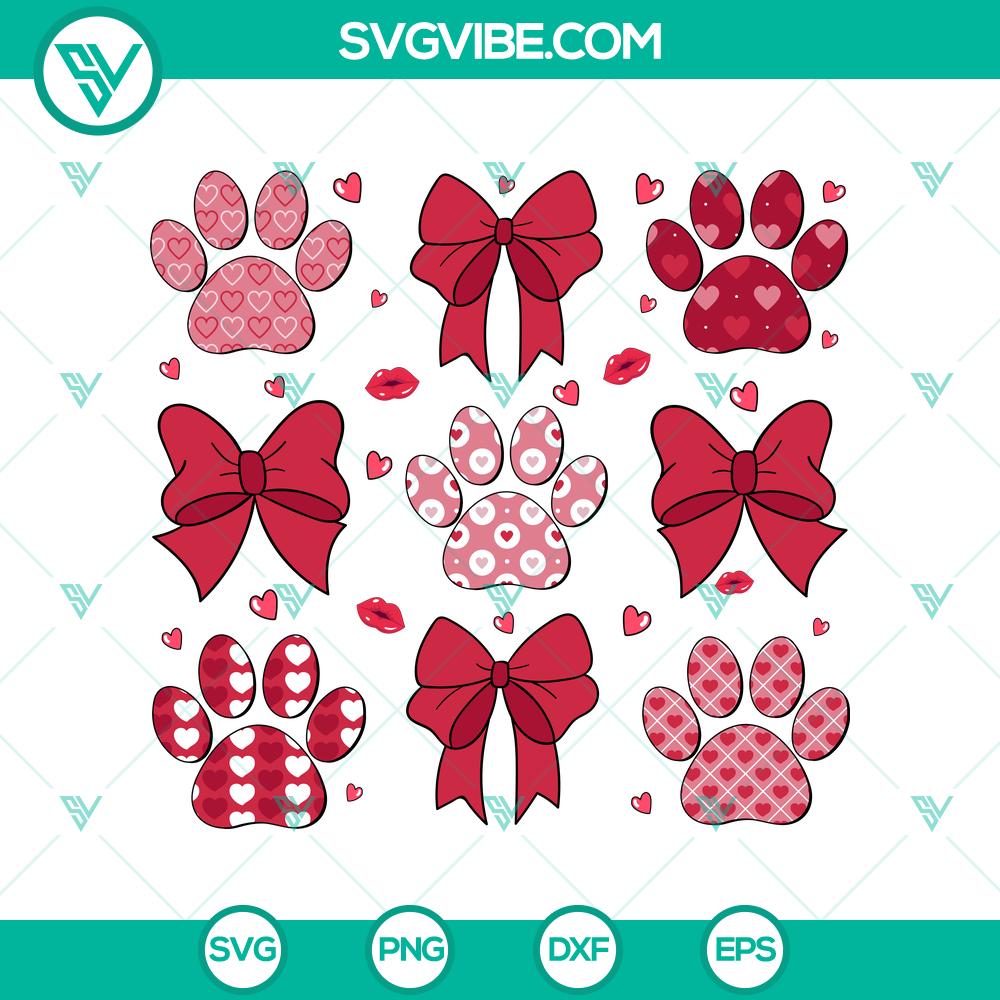 mockup-763822651-1.jpg Dog paw Coquette Valentine design, SVG DXF EPS PNG cut files for crafting. Cute paw print pattern with heart elements for Valentine's Day projects.