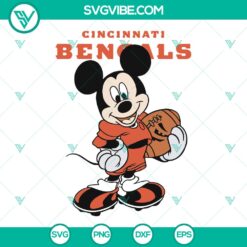 Cincinnati Bengals &amp; Disney Inspired Mickey Mouse Football Design - Printable Graphic Art SVG PNG EPS DXF PDF - Instant Download
