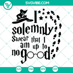 Harry Potter witch hat footprints SVG design with "Solemnly Swear No Good" theme, perfect for crafting projects.