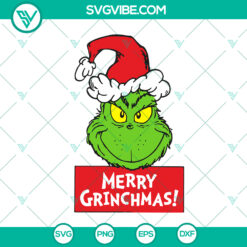 Merry Grinchmas SVG: Festive Grinch Christmas design with Santa hat. Perfect for gifts and shirts. Instant download.