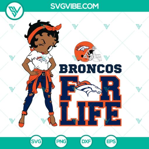 Betty Boop Denver Broncos SVG - NFL Football Logo Design for Instant Download, perfect for sports fans and craft projects.