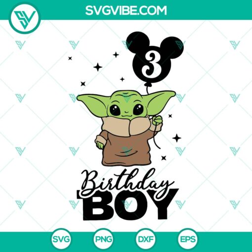 Yoda 3rd Birthday SVG with Baby Yoda Cut Files perfect for instant download. Ideal for Star Wars fans.