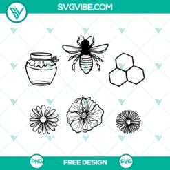 Bee honey and flowers SVG cut file perfect for nature-themed projects. Free download.
