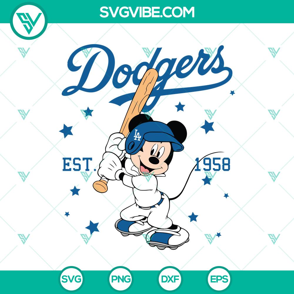mockup-803841809.jpg Vintage Mickey Mouse Dodgers baseball design in SVG, DXF, EPS, PNG files for 1958 sports fans.