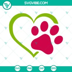 Dog Paw Heart SVG design with Love Dog theme, available for free download. Perfect for dog lovers and pet enthusiasts.