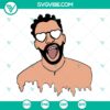 Bad Bunny face SVG design featuring a funny rapper with cute sunglasses, ideal for cut files and clipart projects.