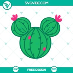 Cactus Mickey Head SVG Cut File for Disney crafts. Free design. Perfect for fun projects & DIY Disney fans.