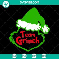 Team Grinch Christmas SVG Bundle showcasing Santa Hat, Matching Clothes, Shirt, Gifts, and Decor for instant download. Perfect for holiday crafts.