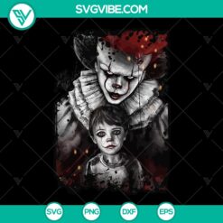 Pennywise and Wednesday Addams Halloween SVG Bundle featuring spooky and iconic characters, perfect for instant download.