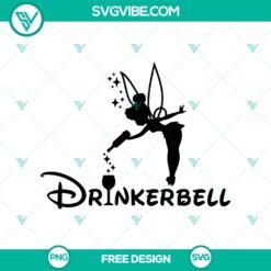 Drinkerbell SVG cut file for free - festive party-themed fairy design perfect for crafting and DIY projects.