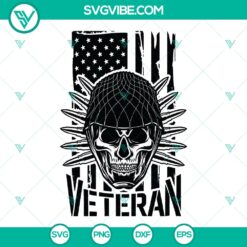 Skull with USA flag bandana and military helmet, patriotic Army SVG cutting file design for veterans.