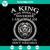 Black King Born in November SVG design for instant download, great for birthday projects and personalizing gifts.