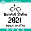 Universal Studios Family Vacation themed cut file design in SVG & PNG format for Cricut crafting, featuring icons for a fun family trip.
