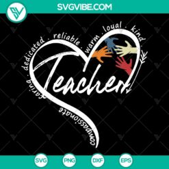 School Teacher Character SVG Bundle featuring compassionate, caring, dedicated, reliable, warm, loyal, kind traits for Cricut. Instant Download.