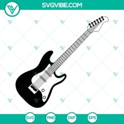 Electric Guitar SVG &amp; PDF Cutting File - Guitar Silhouette Clipart with PNG, Instant Download