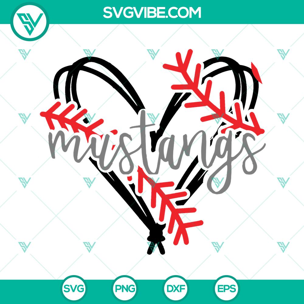 Mustangs Baseball Team Spirit Heart SVG – Commercial Use Vinyl Cut File Mustangs baseball team spirit heart SVG, perfect for vinyl cutting, commercial use.