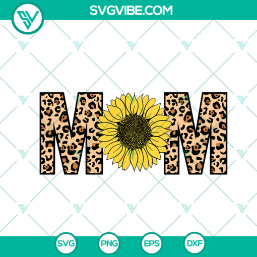 Leopard sunflower Momlife design in Blessed Mom SVG Bundle for Mother's Day. PNG, JPG, and DXF download for craft projects.