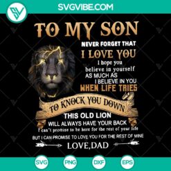 Funny Dad SVG for Son: I Love You, Old Lion Has Your Back