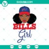 Black girl and Buffalo Bills logo SVG design for instant download, ideal for craft projects and fan merchandise.