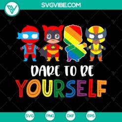 Colorful LGBT pride superhero clipart for instant download, featuring cute characters embodying individuality and diversity.