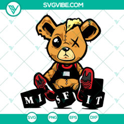 Misfit Teddy Bear SVG for Cricut, ideal birthday gift for teddy bear enthusiasts. Instant download cute bear vector design.