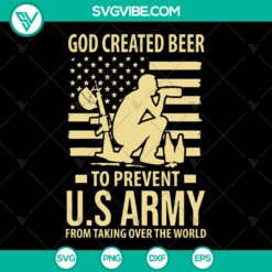 God Created Beer Veteran SVG design, ideal for instant download. Unique and patriotic graphic perfect for crafting projects.