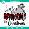 Hippo Christmas SVG design, holiday gift, cute hippo graphic.