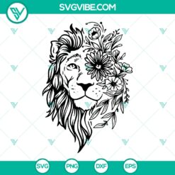 Lion mandala flower zentangle SVG cut files ideal for crafts, instant download.