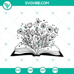 Wildflower book SVG with a floral bouquet design ideal for Cricut, teachers, and book lovers.