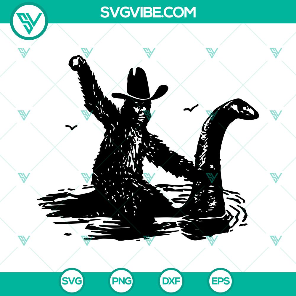 mockup-900324190.jpg Bigfoot riding Loch Ness Monster SVG - Unique Sasquatch design for cut files, perfect for crafts and projects.