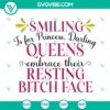 Resting Bitch Face Sarcasm SVG featuring a Funny Adult Humor Cut File Design. Perfect for crafts and personalization projects.