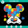 Autism awareness heart puzzle Mickey SVG design for instant download - ideal for awareness campaigns and crafts.