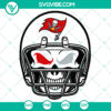 Tampa Bay Buccaneers themed skull helmet, SVG download for NFL football fans. Bold design with team colors and logo.