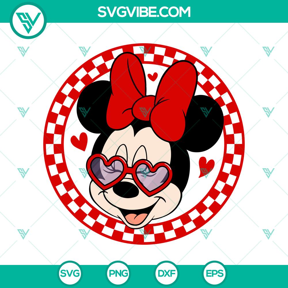 Disney Minnie Mouse Checkered Valentine’s Day SVG DXF EPS PNG Minnie Mouse Valentine's Day SVG with checkered pattern, perfect for crafts and DIY projects. Disney-themed design in various file formats.