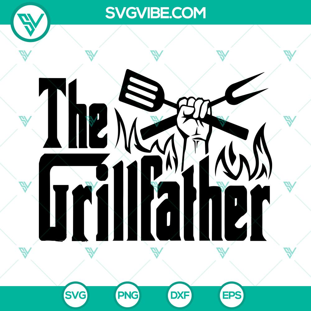 The Grillfather SVG – Father’s Day BBQ Master Patio Design Grillfather SVG for Father's Day BBQ Master patio design with grill utensils and text, perfect for Dad's outdoor cooking passion.