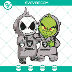 Jack and Grinch Las Vegas Raiders Sport Svg with NFL Football Teams and Super Bowl design. Perfect for football fans.