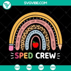 School SVG design with boho leopard and rainbow elements for SPED teachers, perfect for back to school and 1st day, instant download.