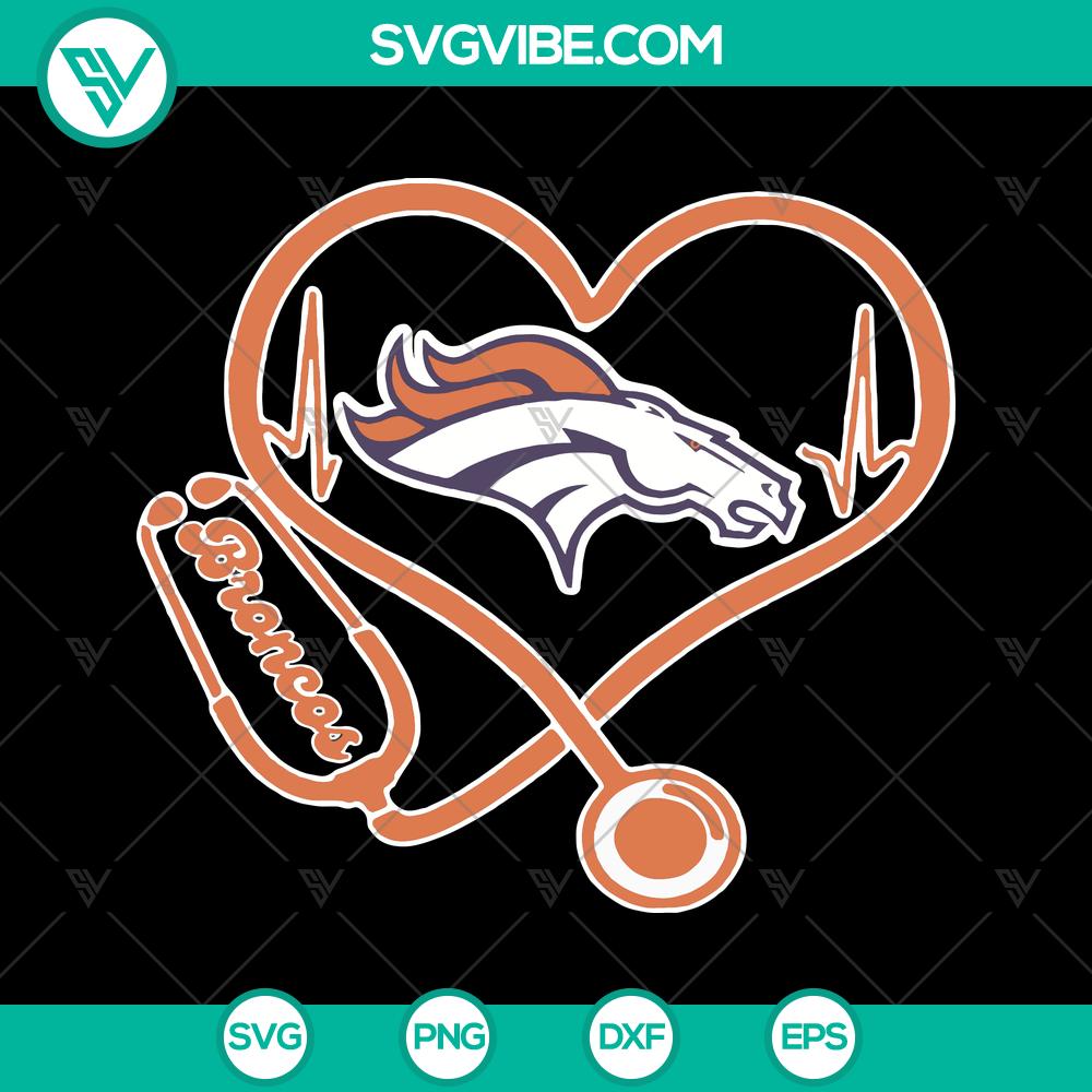 mockup-982956788.jpg Denver Broncos heart stethoscope SVG with nurse logo, perfect for NFL sports fans. Instant download for Super Bowl enthusiasts.