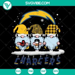 Los Angeles Chargers NFL team logo gnomes SVG with Super Bowl plaid design, instant download.