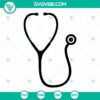 Medical themed SVG bundle featuring stethoscope, doctor, and nurse silhouettes. Ideal for healthcare projects.