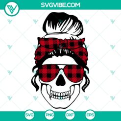 Mom Life Skull Buffalo SVG and Merry Christmas design perfect for Christmas Mom, with festive and fun holiday elements.