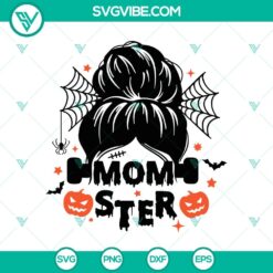 Momster Frankenstein SVG with Messy Bun design perfect for Halloween. Great for crafting projects.