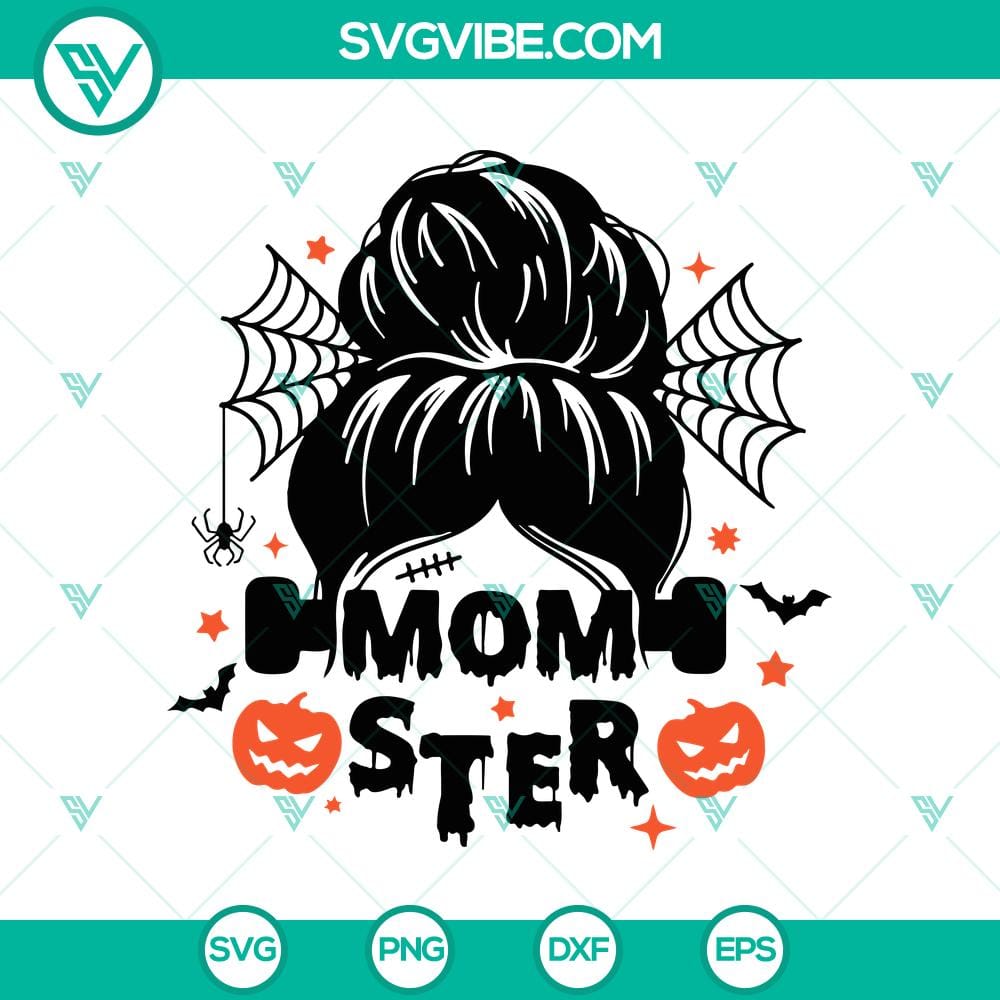 momster-frankenstein-svg-mom-halloween-svg-messy-bun-svg.jpg Momster Frankenstein SVG with Messy Bun design perfect for Halloween. Great for crafting projects.