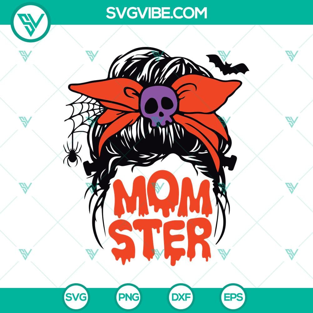 momster-messy-bun-svg-halloween-messy-bun-svg-momster-halloween-svg.jpg Momster messy bun SVG with Halloween theme for mom, spooky design for Halloween crafting projects.